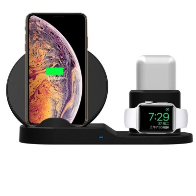 2019 Amazon Hot Selling Qi Wireless Charging Station 3 in 1 Wireless Charger for Apple Watch Series / Air Pods / Phone